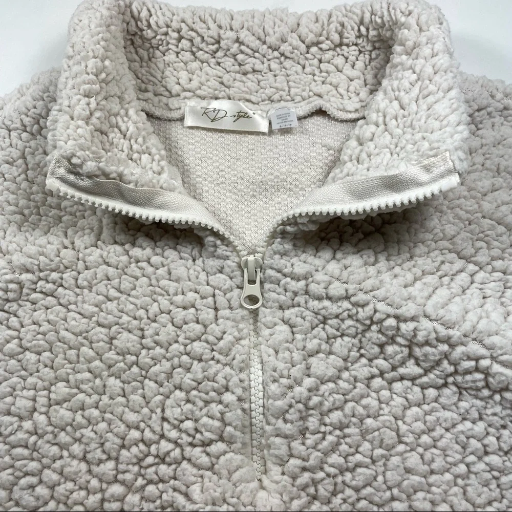 Anthropologie RD style cream color 1/2 zip sherpa pullover Size S - Picture 5 of 9